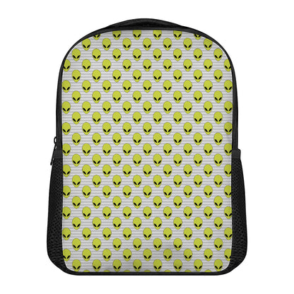 Grey Striped Alien Pattern Print Casual Backpack