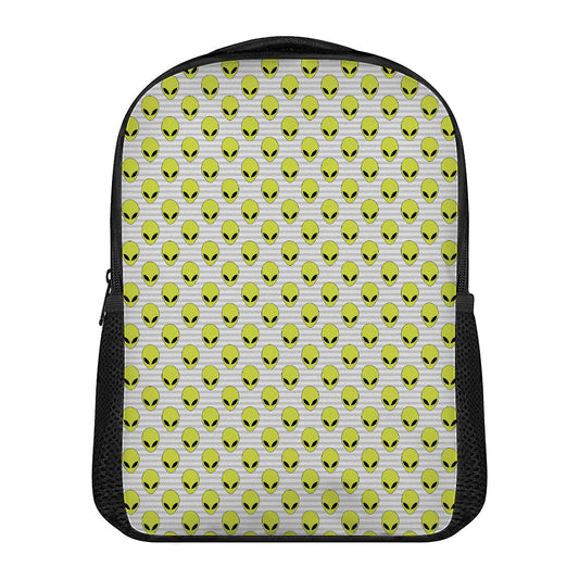 Grey Striped Alien Pattern Print Casual Backpack