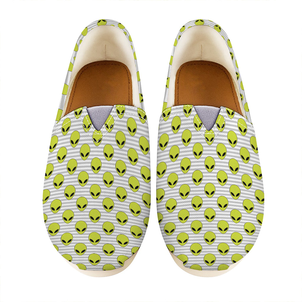 Grey Striped Alien Pattern Print Casual Shoes