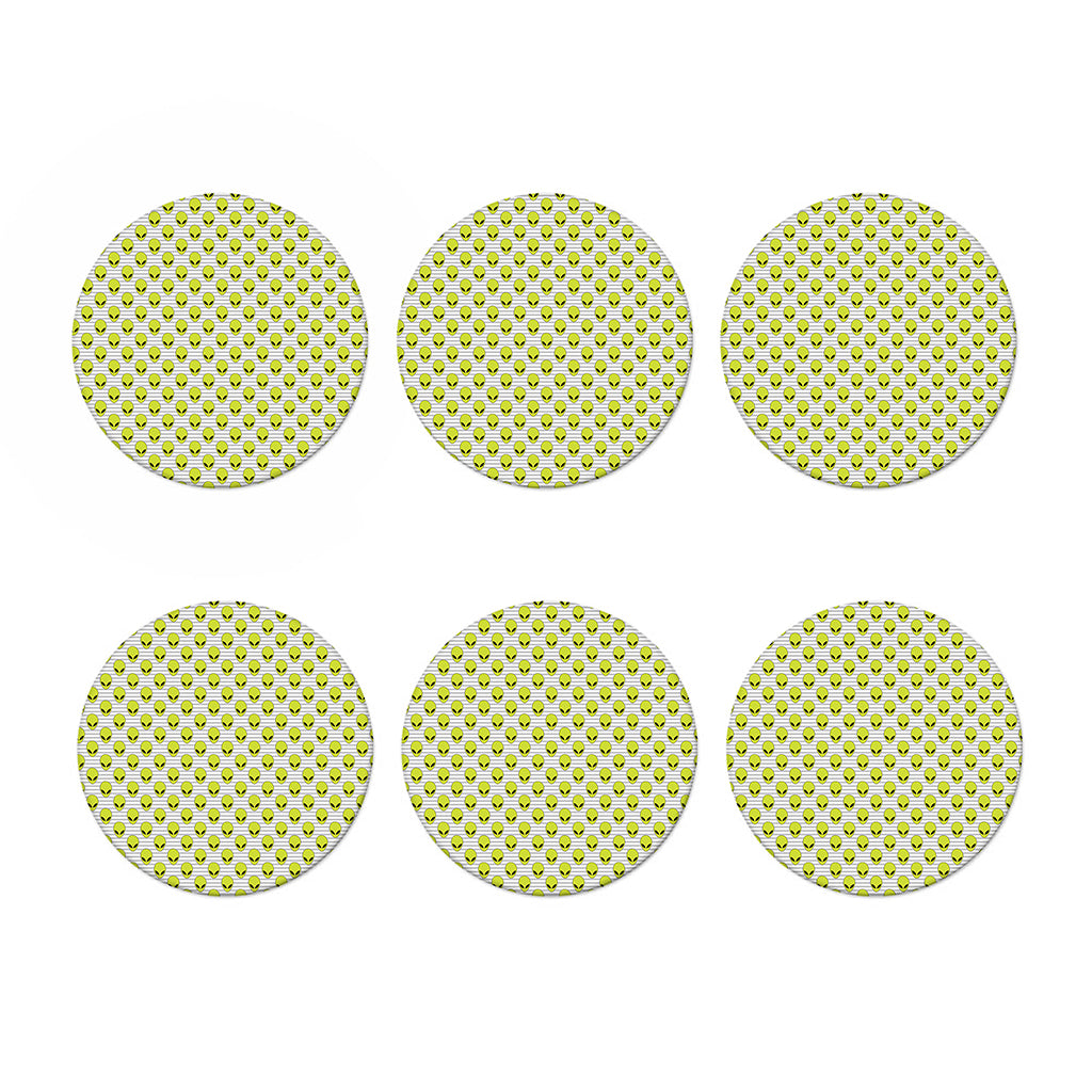 Grey Striped Alien Pattern Print Coaster Set