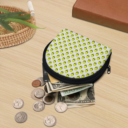 Grey Striped Alien Pattern Print Coin Purse