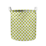 Grey Striped Alien Pattern Print Collapsible Laundry Basket