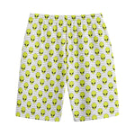 Grey Striped Alien Pattern Print Cotton Shorts