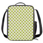 Grey Striped Alien Pattern Print Crossbody Lunch Bag
