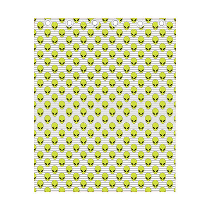 Grey Striped Alien Pattern Print Curtain