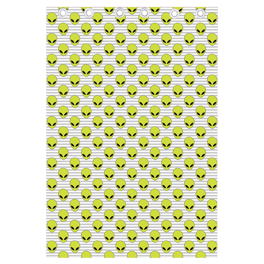 Grey Striped Alien Pattern Print Curtain