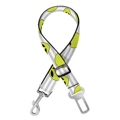 Grey Striped Alien Pattern Print Dog Seat Belt