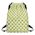 Grey Striped Alien Pattern Print Drawstring Backpack