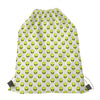 Grey Striped Alien Pattern Print Drawstring Bag