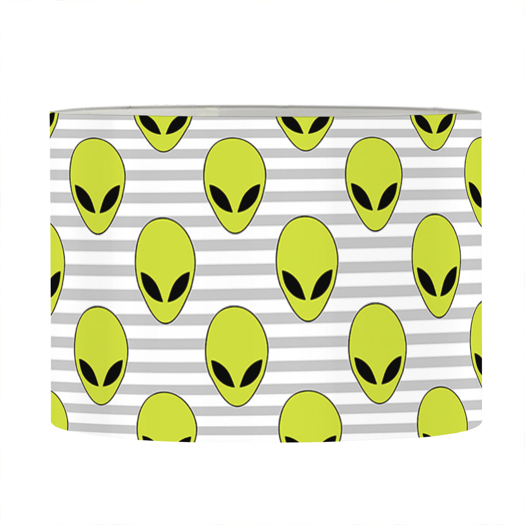 Grey Striped Alien Pattern Print Drum Lamp Shade