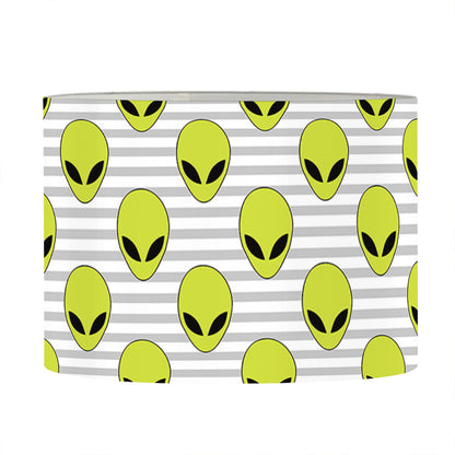 Grey Striped Alien Pattern Print Drum Lamp Shade