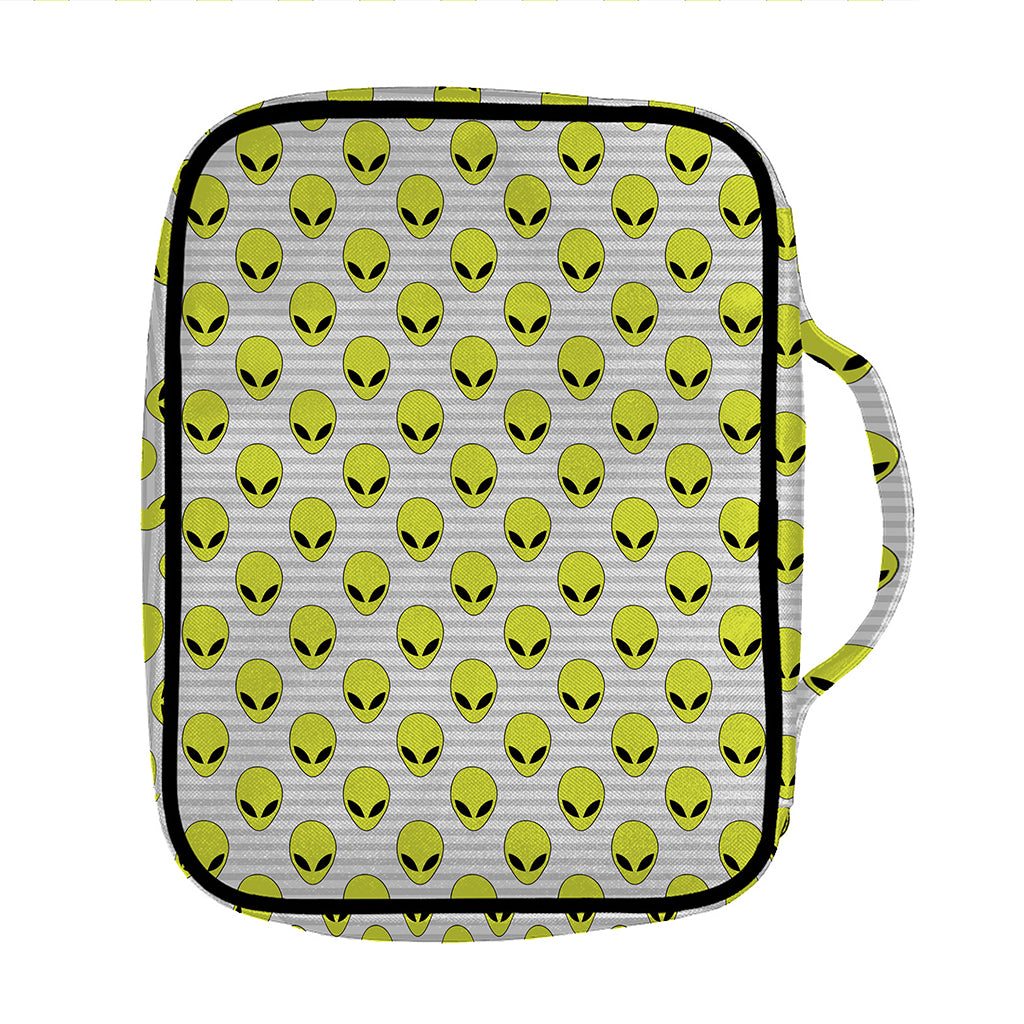Grey Striped Alien Pattern Print Front Pocket Bible Bag