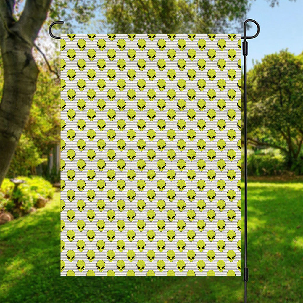 Grey Striped Alien Pattern Print Garden Flag