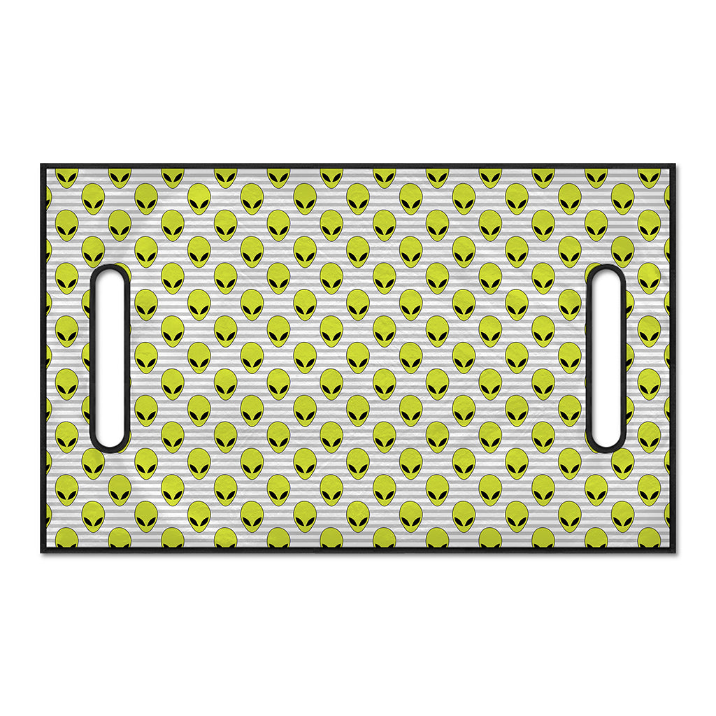 Grey Striped Alien Pattern Print Golf Cart Seat Cover