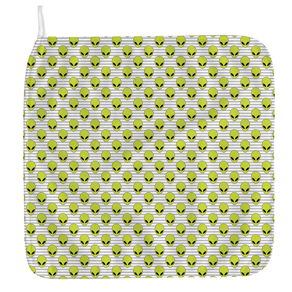 Grey Striped Alien Pattern Print Hand Towel