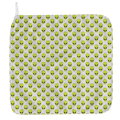 Grey Striped Alien Pattern Print Hand Towel