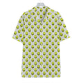 Grey Striped Alien Pattern Print Hawaiian Shirt