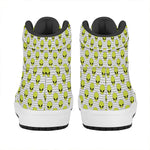 Grey Striped Alien Pattern Print High Top Leather Sneakers