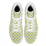 Grey Striped Alien Pattern Print High Top Leather Sneakers