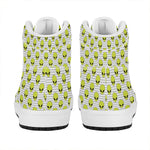 Grey Striped Alien Pattern Print High Top Leather Sneakers
