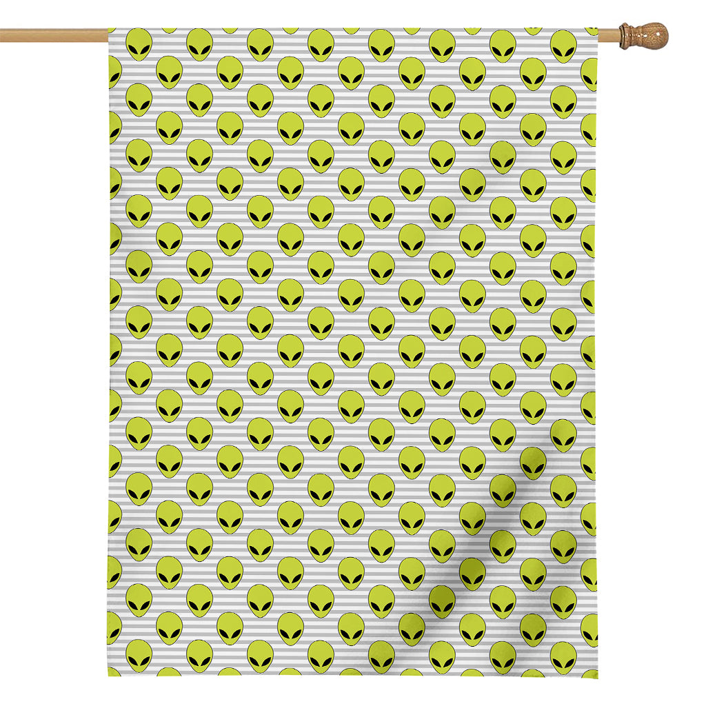 Grey Striped Alien Pattern Print House Flag