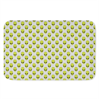 Grey Striped Alien Pattern Print Indoor Door Mat