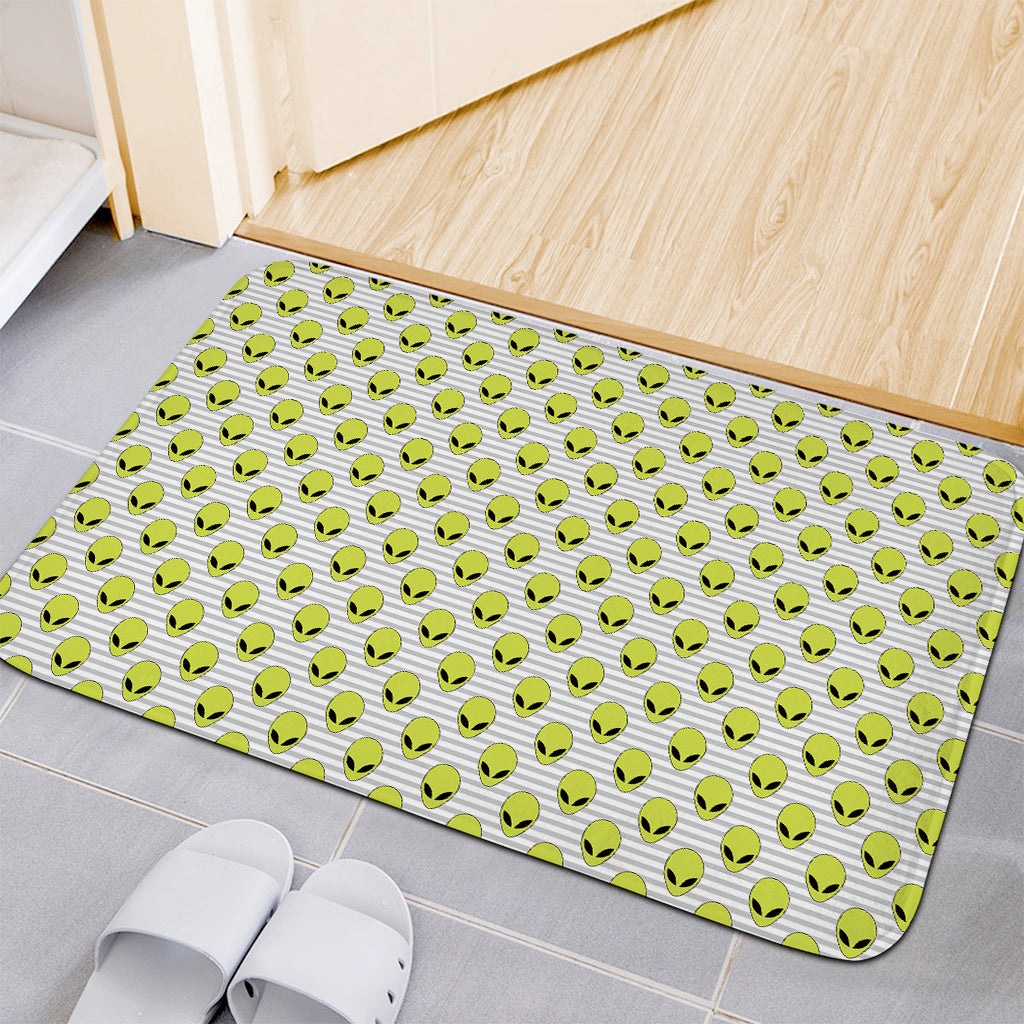 Grey Striped Alien Pattern Print Indoor Door Mat