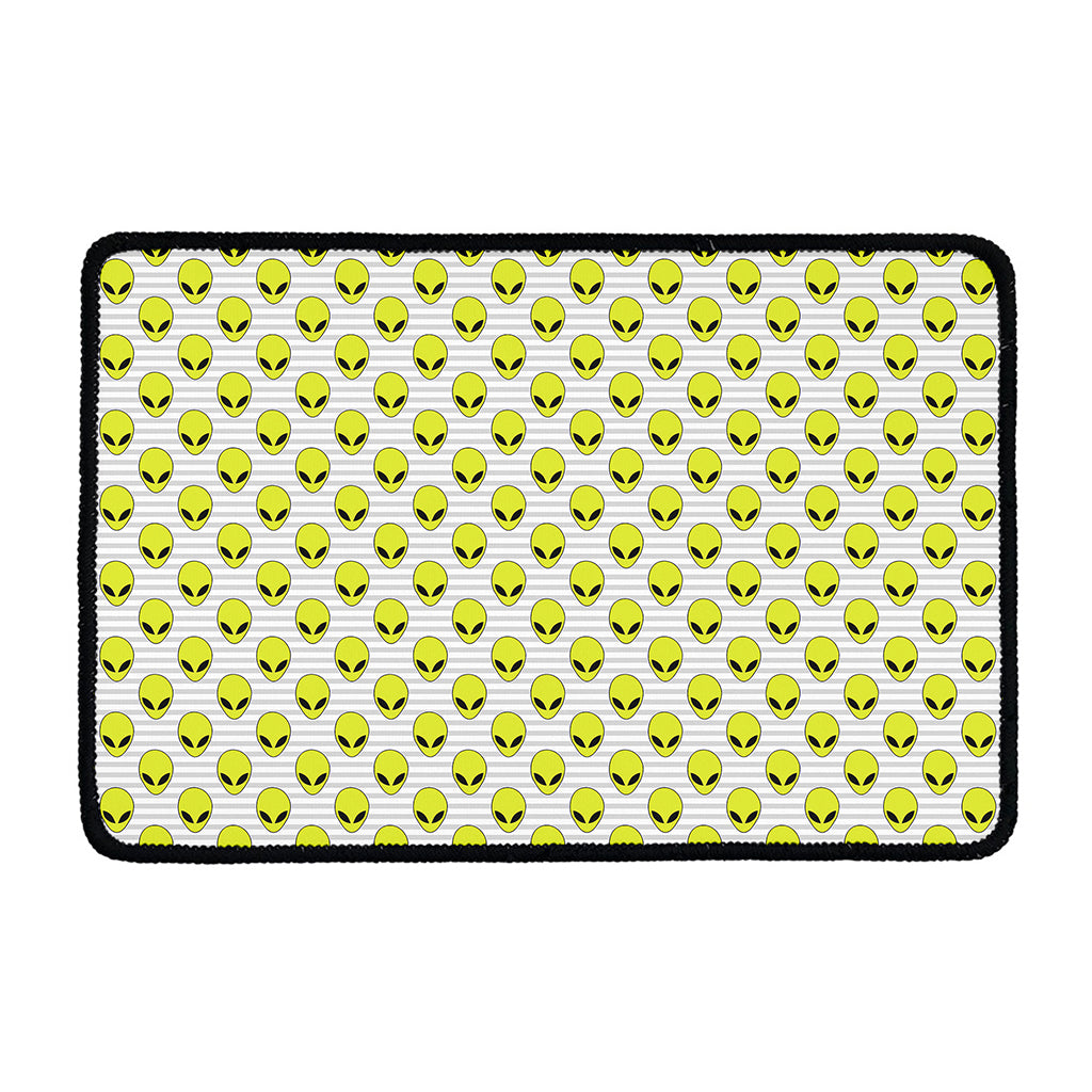 Grey Striped Alien Pattern Print Kitchen Mat