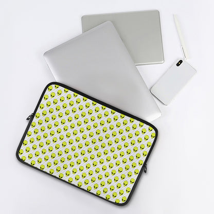 Grey Striped Alien Pattern Print Laptop Sleeve