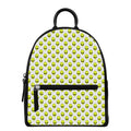 Grey Striped Alien Pattern Print Leather Backpack