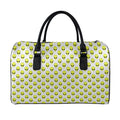 Grey Striped Alien Pattern Print Leather Duffel Bag