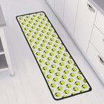 Grey Striped Alien Pattern Print Long Kitchen Mat