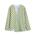 Grey Striped Alien Pattern Print Long Sleeve Short Coat