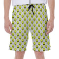 Grey Striped Alien Pattern Print Men's Beach Shorts
