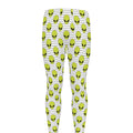Grey Striped Alien Pattern Print Men's Leggings