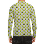 Grey Striped Alien Pattern Print Men's Long Sleeve Rash Guard