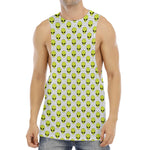 Grey Striped Alien Pattern Print Men's Muscle Tank Top