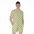 Grey Striped Alien Pattern Print Men's Romper