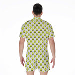 Grey Striped Alien Pattern Print Men's Rompers