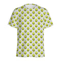 Grey Striped Alien Pattern Print Men's Athletic T-Shirt