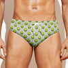 Grey Striped Alien Pattern Print Men's Swim Briefs