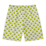 Grey Striped Alien Pattern Print Men's Swim Trunks