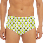 Grey Striped Alien Pattern Print Men's Triangle Swim Briefs