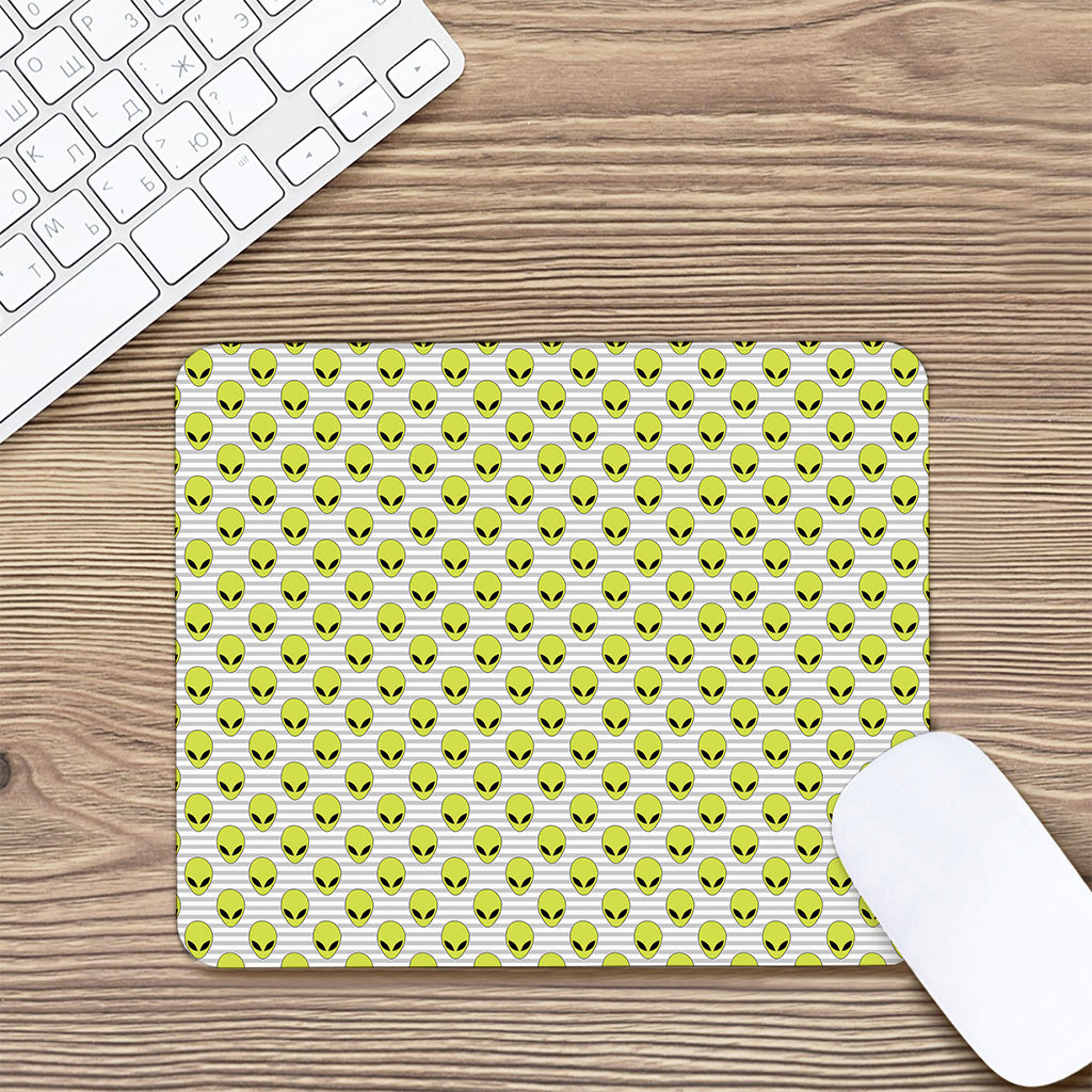 Grey Striped Alien Pattern Print Mouse Pad