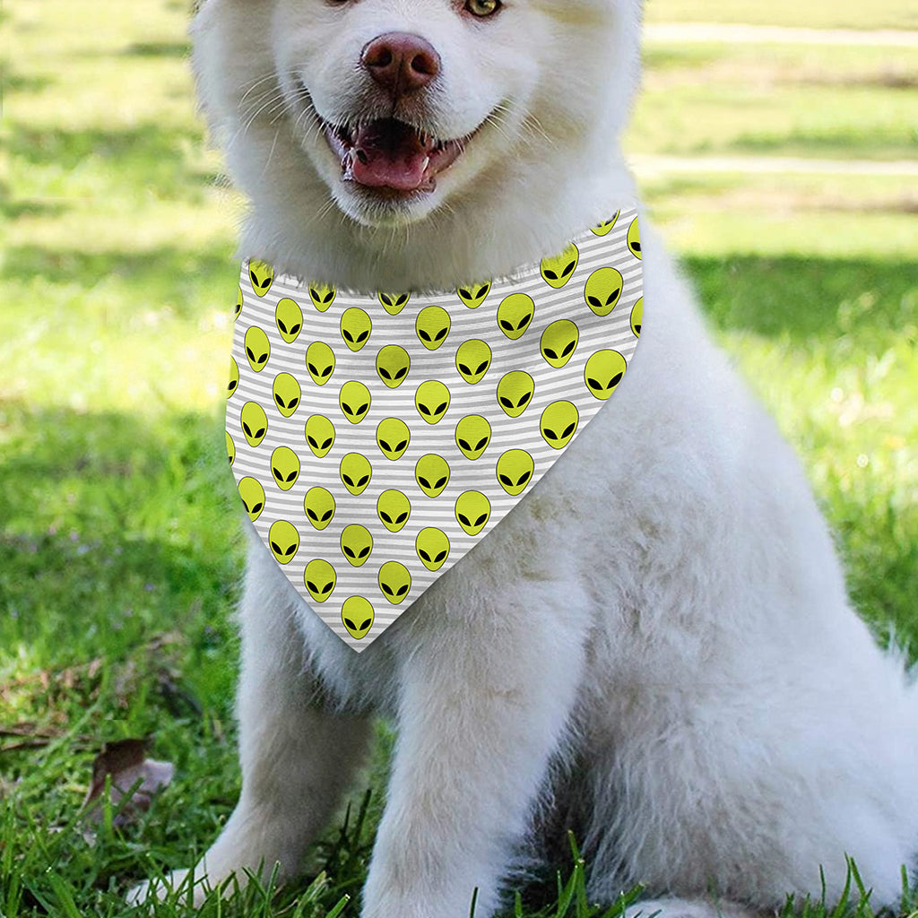 Grey Striped Alien Pattern Print Over The Collar Dog Bandana