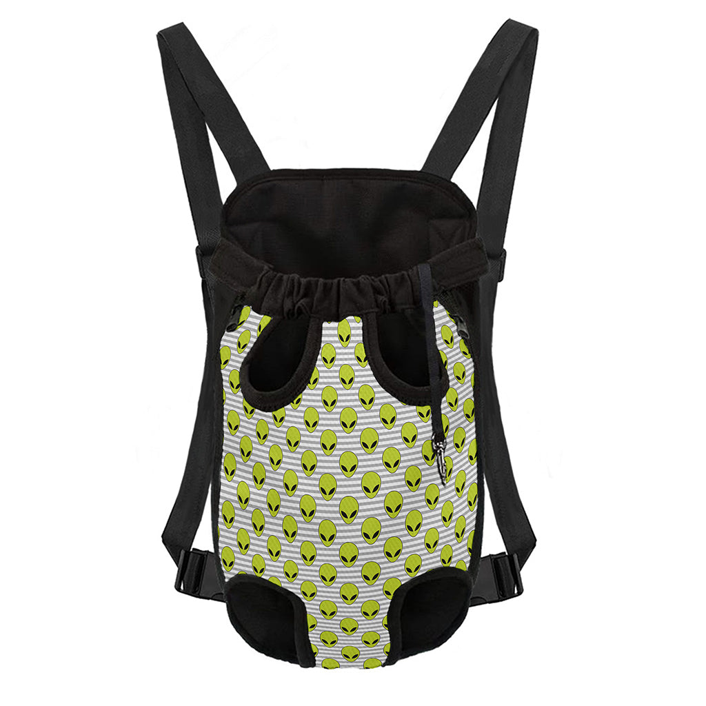 Grey Striped Alien Pattern Print Pet Carrier Backpack