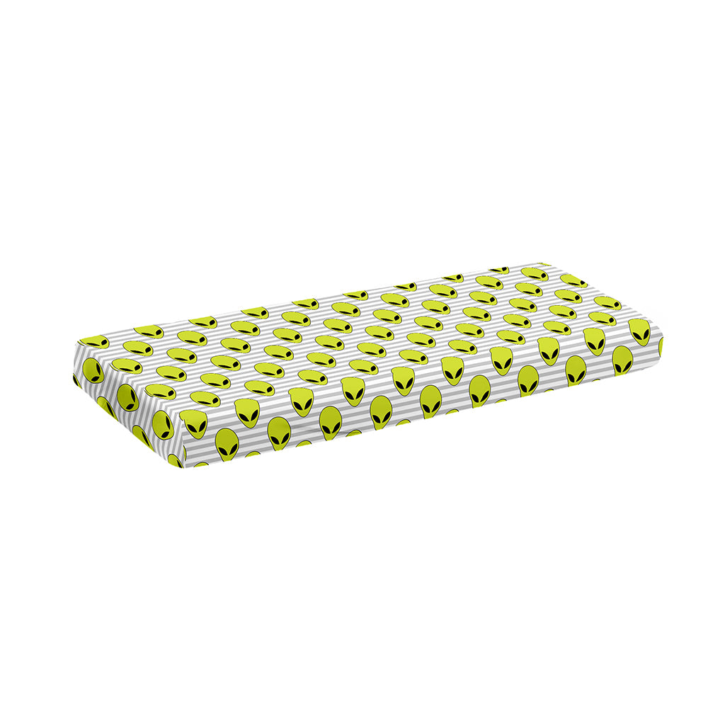 Grey Striped Alien Pattern Print Piano Keyboard Cover