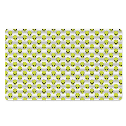 Grey Striped Alien Pattern Print Polyester Doormat