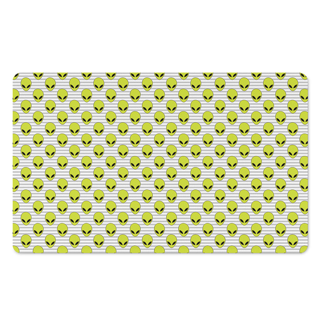 Grey Striped Alien Pattern Print Polyester Doormat