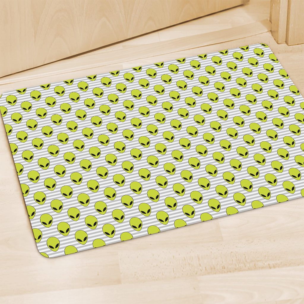 Grey Striped Alien Pattern Print Polyester Doormat